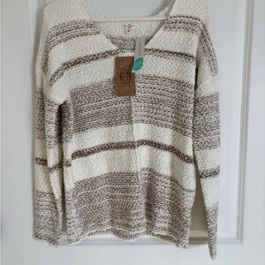 NWT Stitch Fix Mason & Belle Cozy Striped Sweater - Cream and Brown - size small
